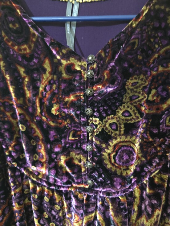 Tops - Anthropologie Velvet Paisley Button-Front Dress in Purple & Gold
